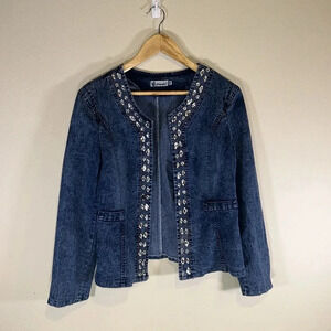 Lightweight Embellished Long Sleeve Open Front Jacket Women Size 3XL Casual